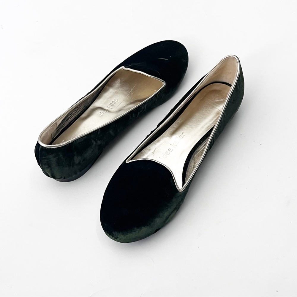 DEE KELLER Made In Italy Emerald Green Velvet Slip On Flats Size 37
